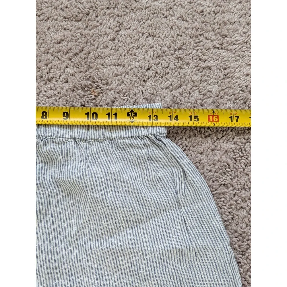 Quince 100% European Linen Tapered Ankle Pant Blue Pinstripe Size Small NWT